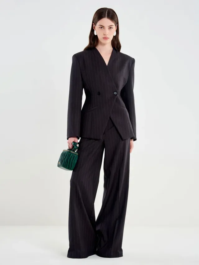Vicolo Blazer Avvitato Doppiopetto grigio XS-M gessato
