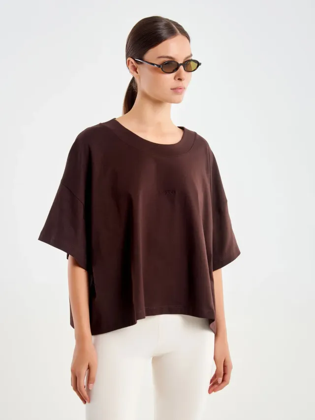 Vicolo T-Shirt Over Ricamo jersey fondente unica