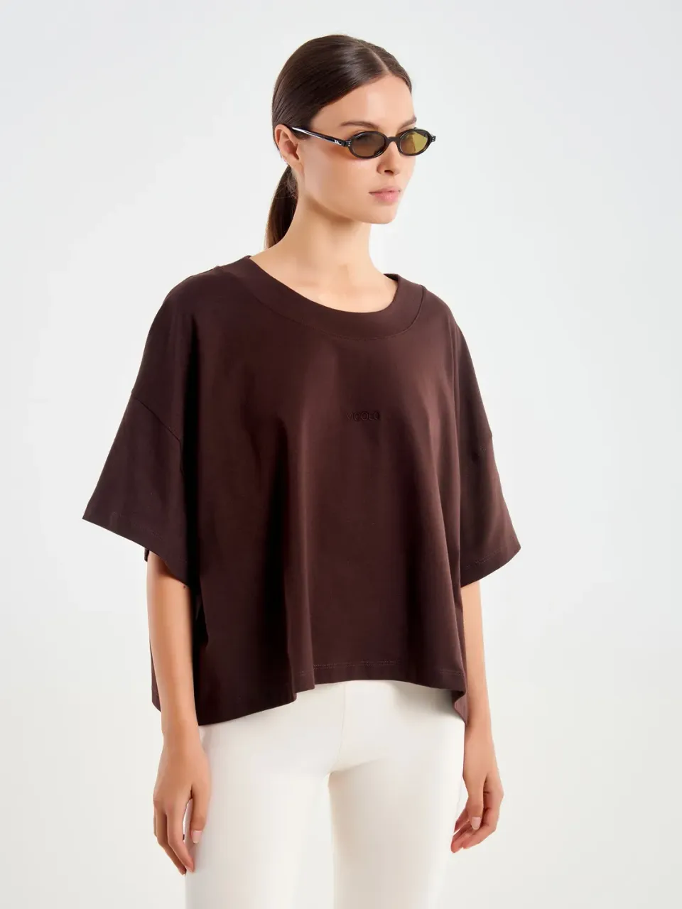 Vicolo T-Shirt Over Ricamo jersey fondente unica