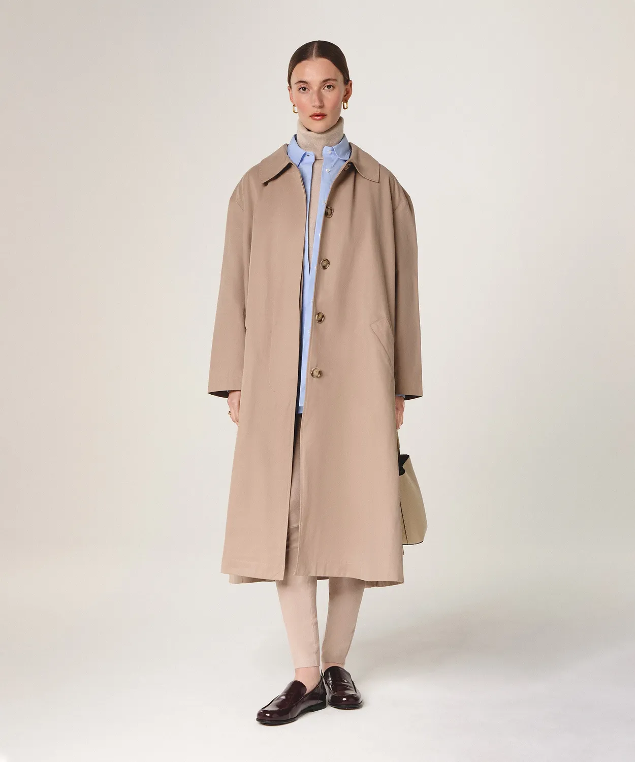 Rodier trench beige ampio lungo con cintura