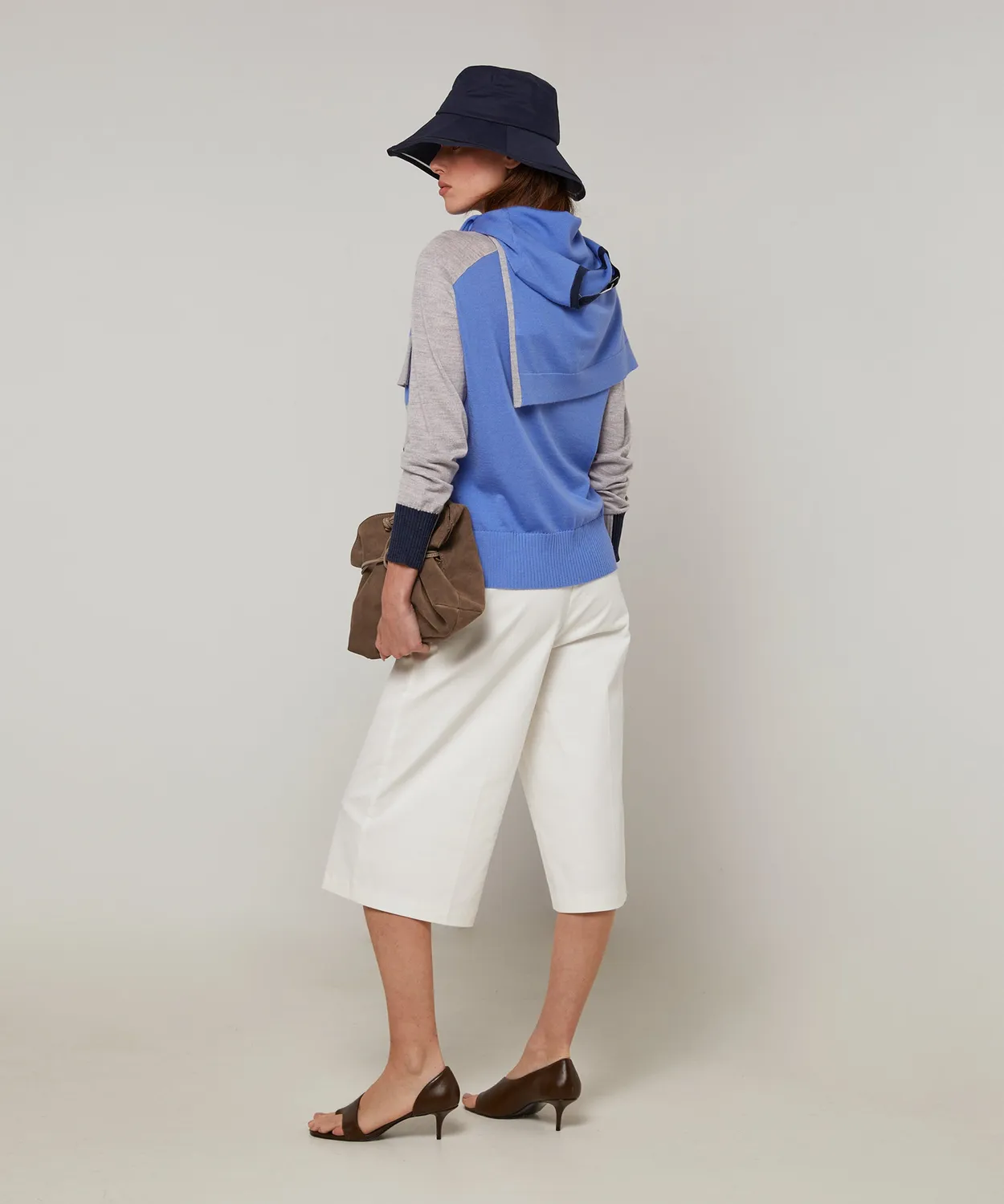 Rodier Cardigan tricolore lana merino Horizon Blue