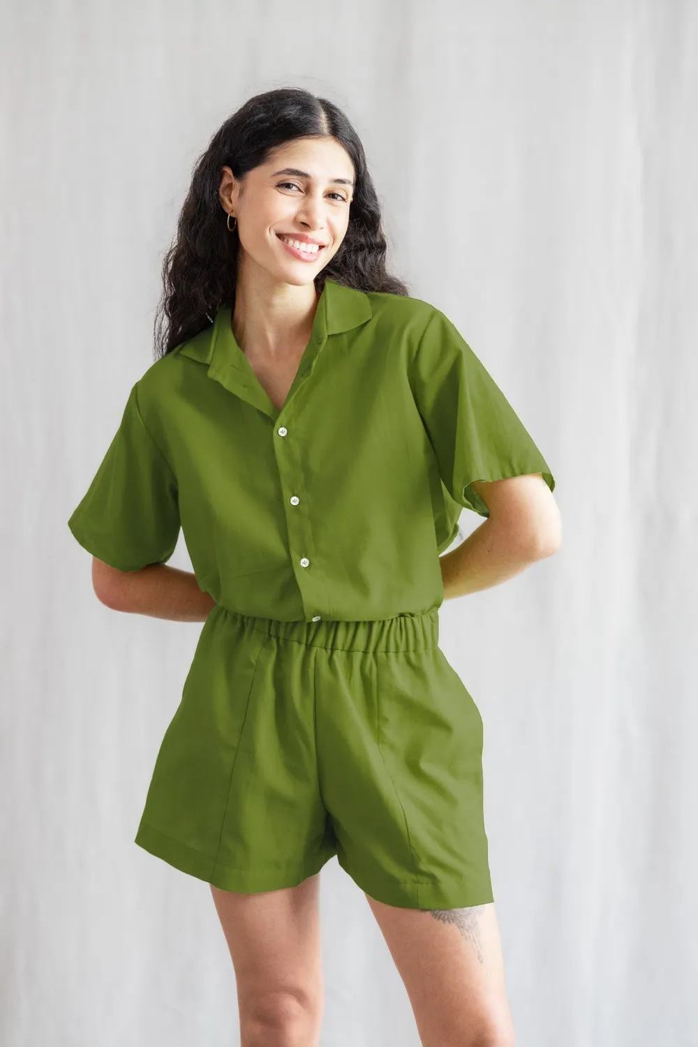 Jyoti Sitaar shorts cotone verde basilico
