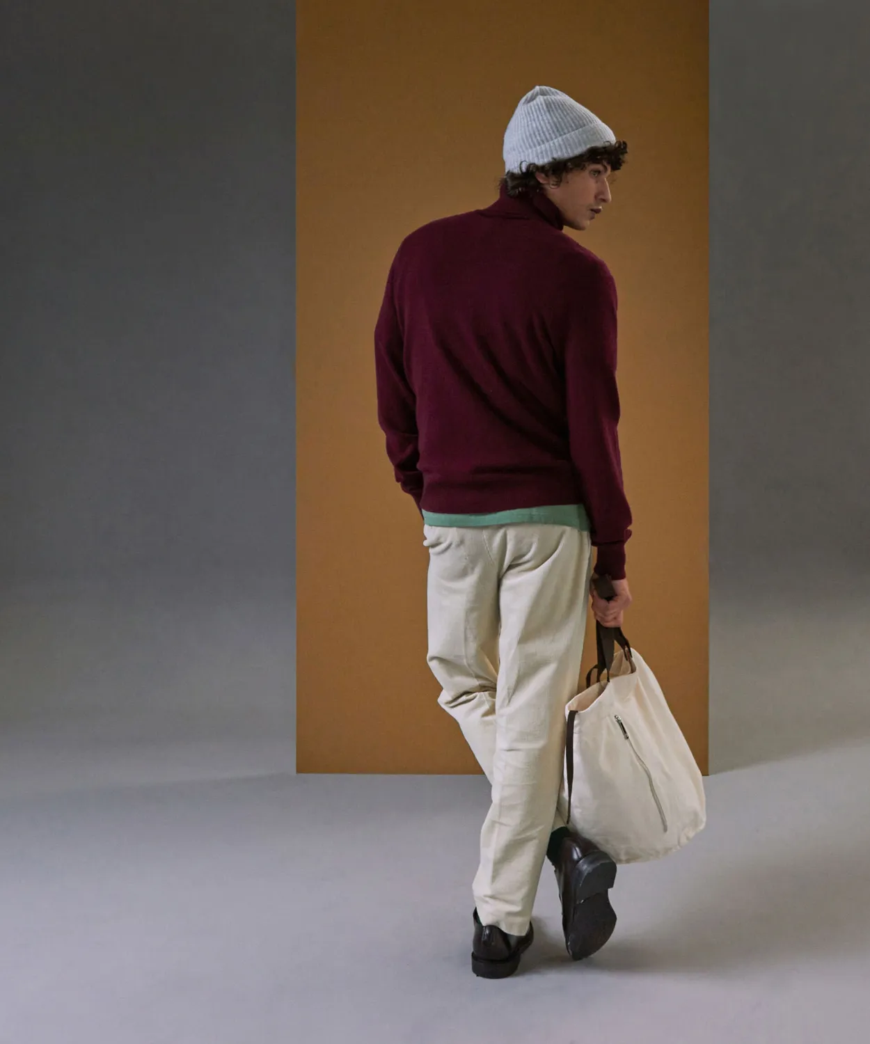 Rodier maglia dolcevita cashmere bordeaux uomo