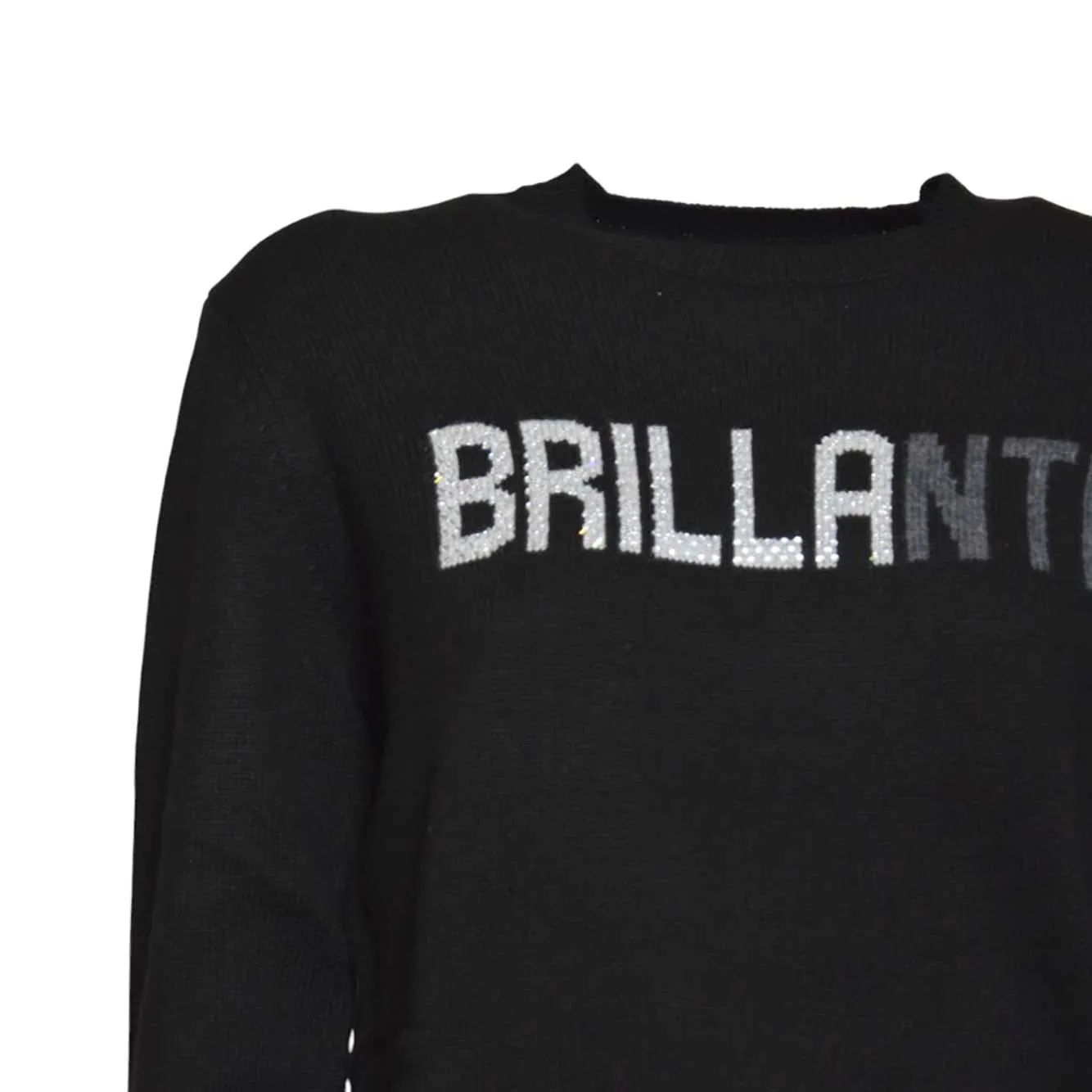 Saint Barth QUE0010STRASS maglione donna nero in lana