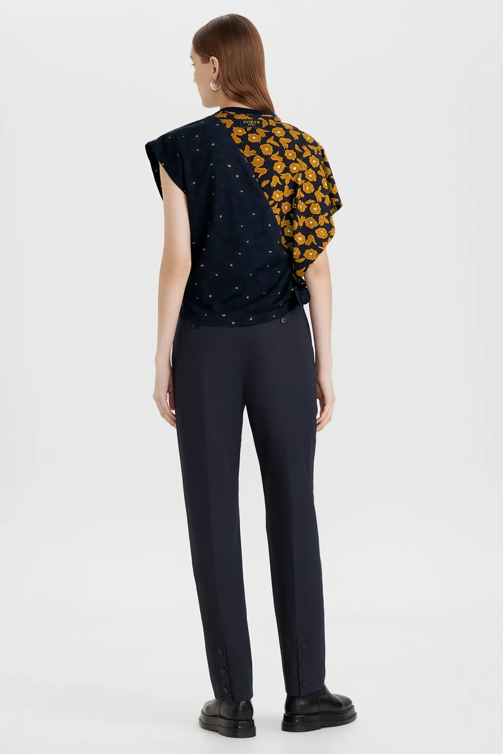 Ports Floral Print Knot top cotone giallo fantasia