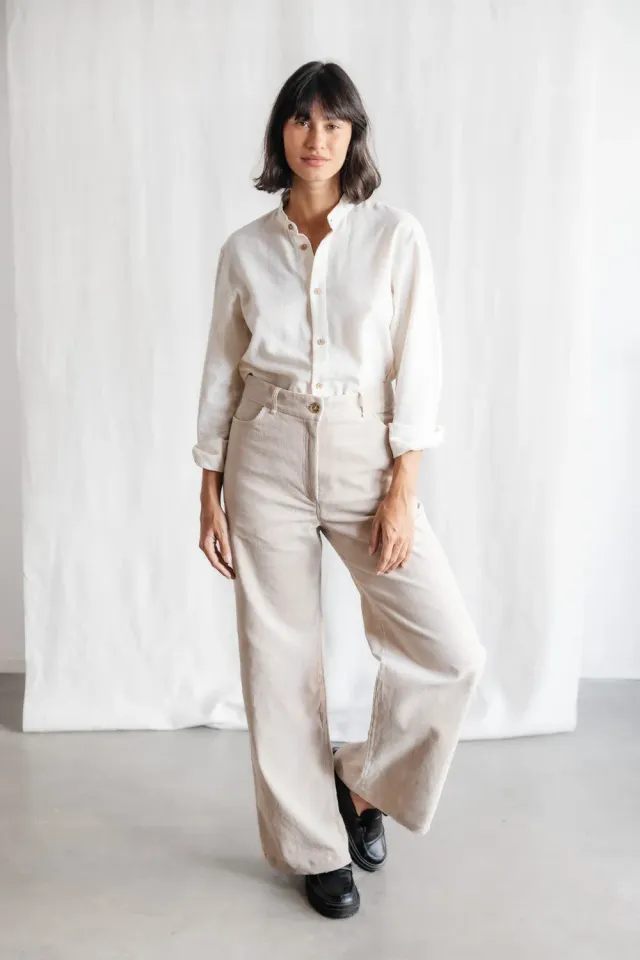 Jyoti Tushar Beige pantaloni velluto donna 34