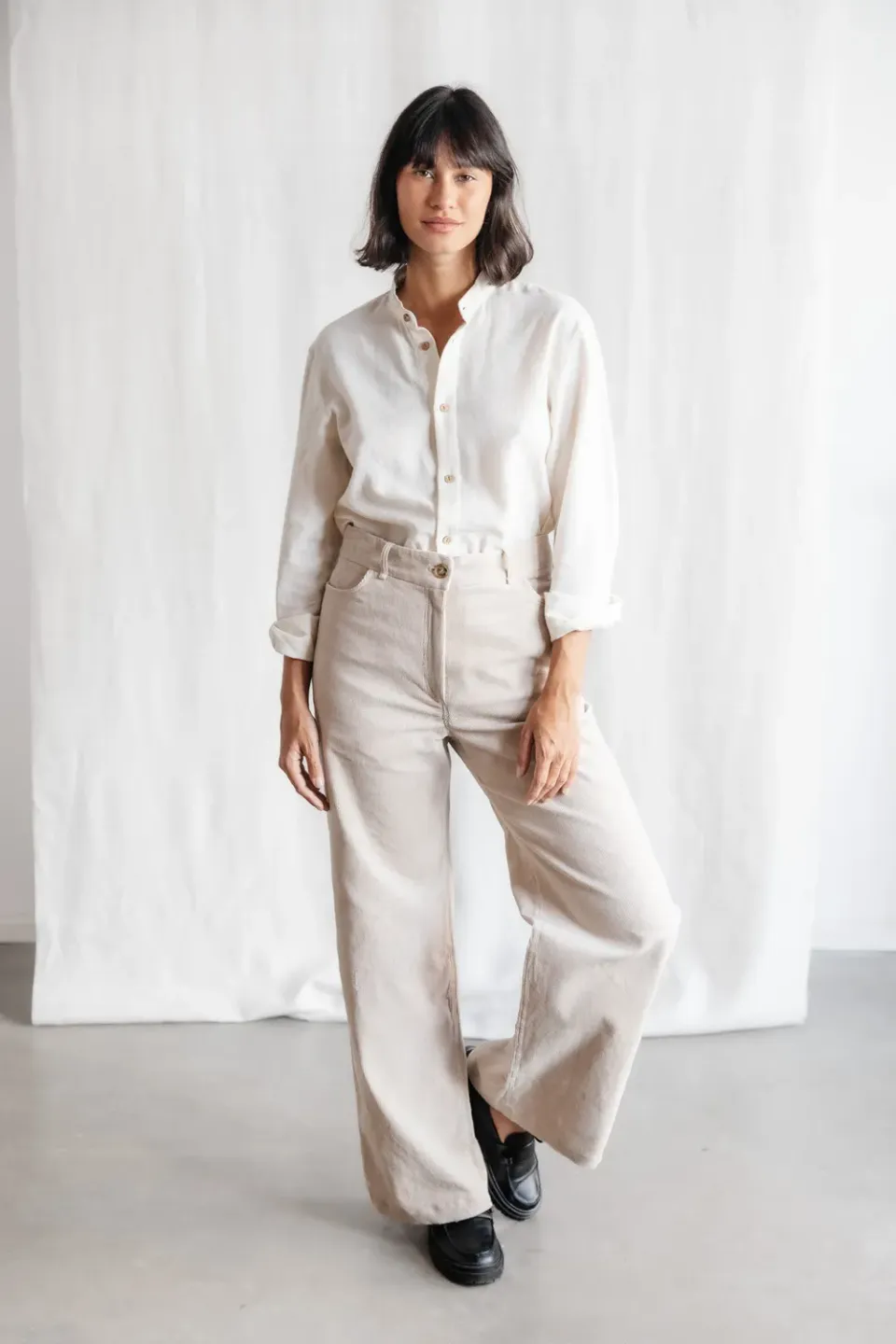 Jyoti Tushar Beige pantaloni velluto donna 34