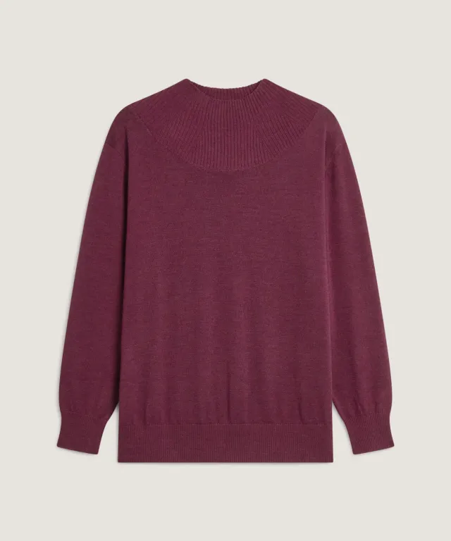 Rodier Maglia Collo Alto in Lana Prugna