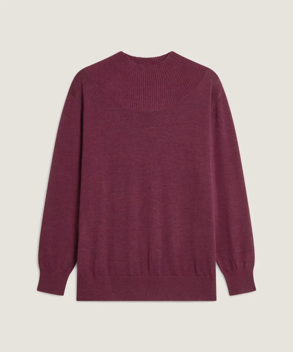 Rodier Maglia Collo Alto in Lana Prugna