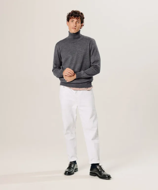 Rodier maglione dolcevita lana merino grigio scuro uomo