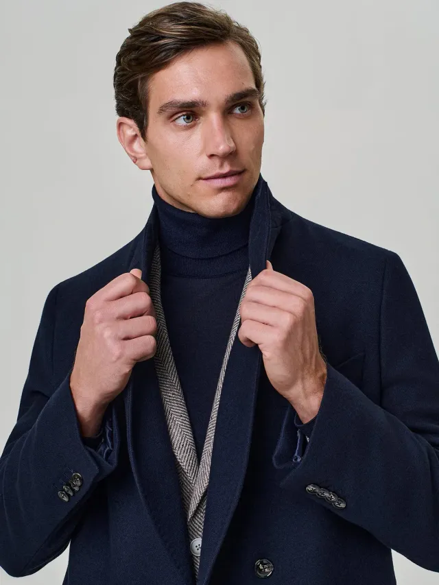 Paul Taylor Doppiopetto Misto Lana Cappotto Blu