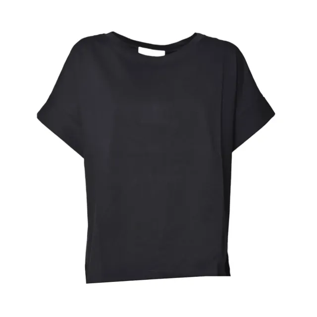 Solotre M1D0125A99 t-shirt donna nero cotone girocollo