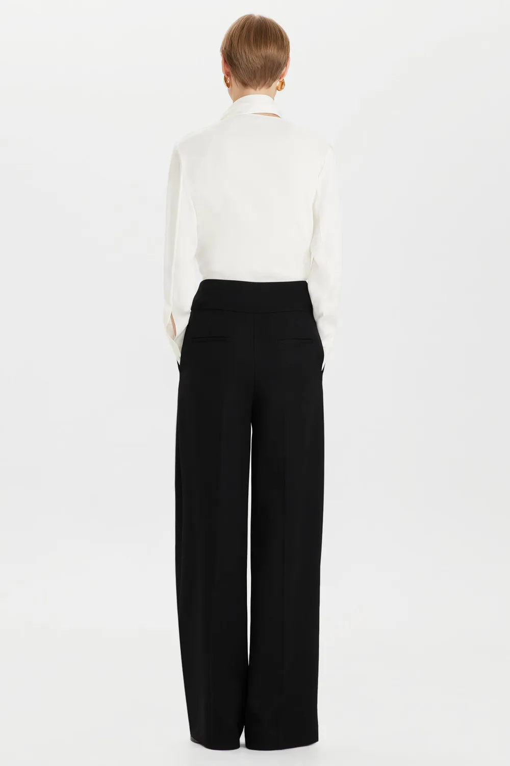 PORTS PW426TWL08-QWW049 pantaloni palazzo lana nera