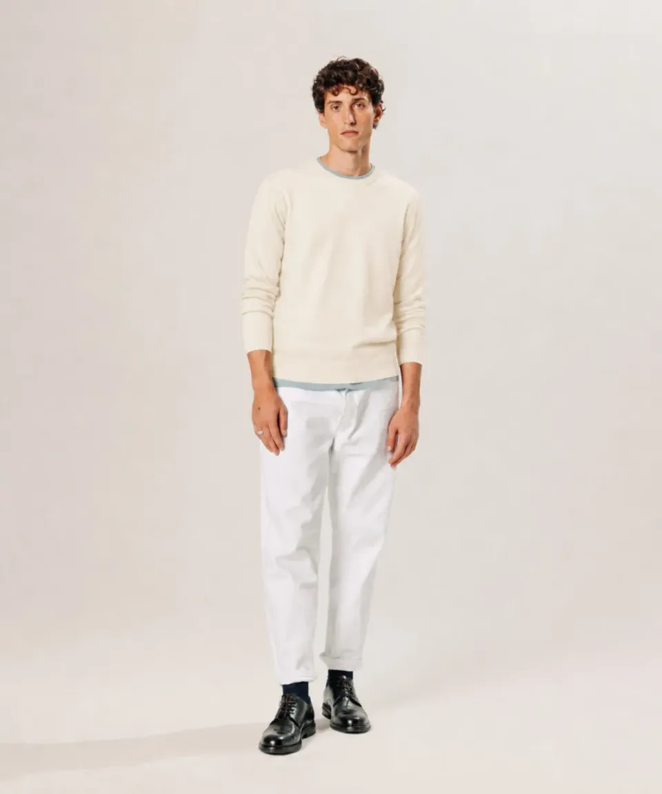Rodier maglione girocollo merino bianco ecru uomo maglia