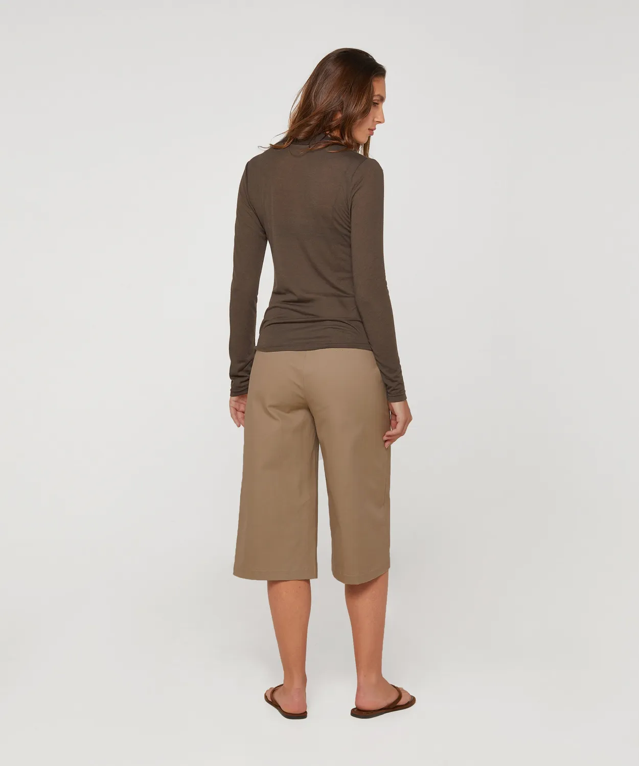 Rodier T-Shirt Drappeggiata Marrone Maniche Lunghe