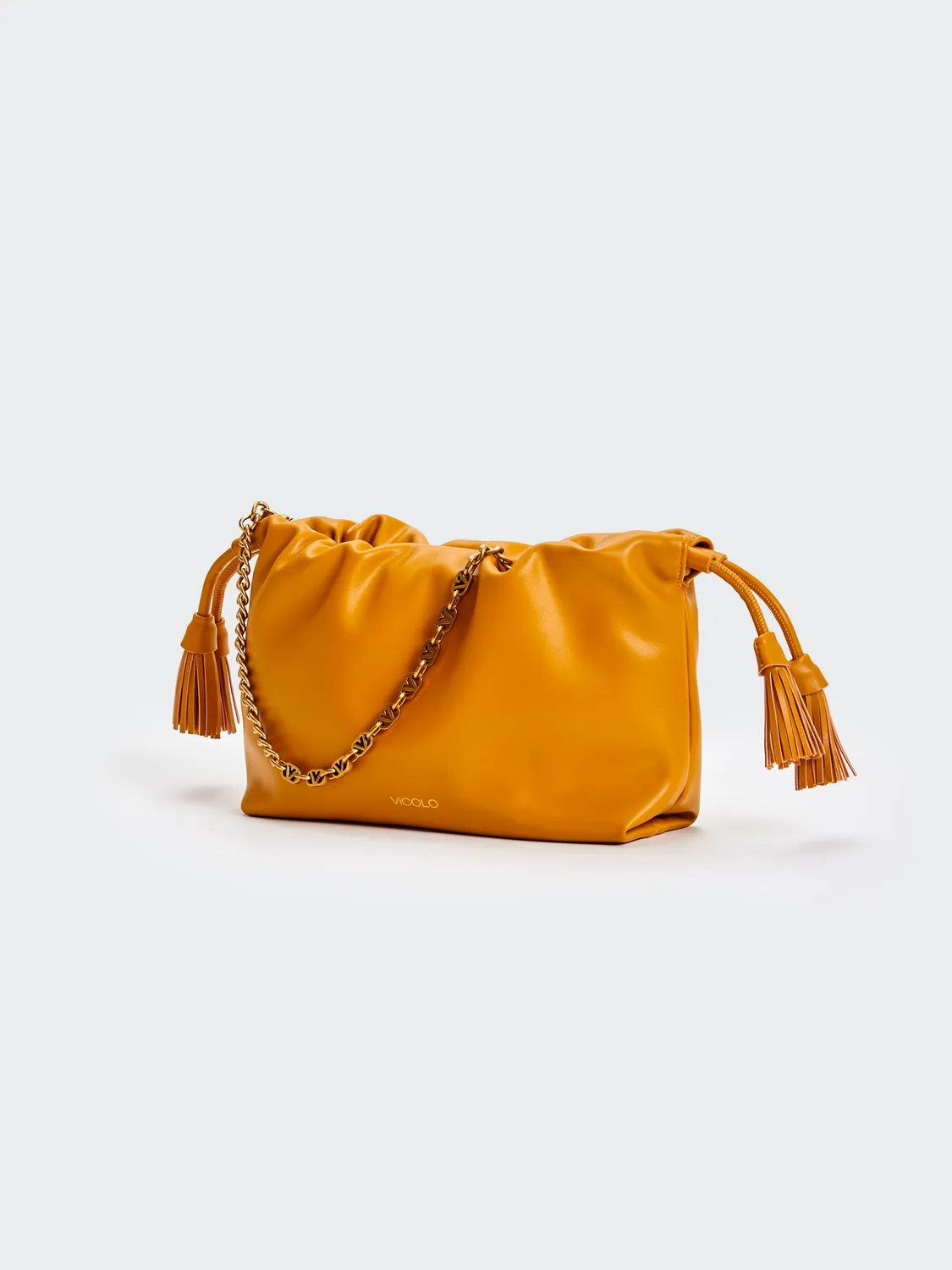 Vicolo Borsa Tassel Small senape borsa a spalla