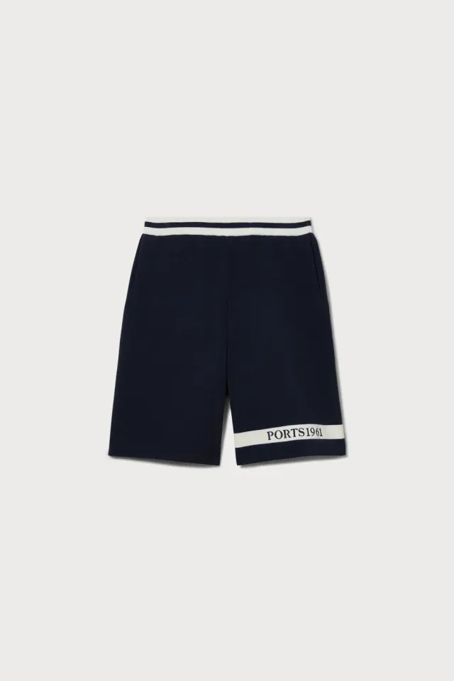 PORTS 1961 Logo Stripe Knit shorts blu navy cashmere