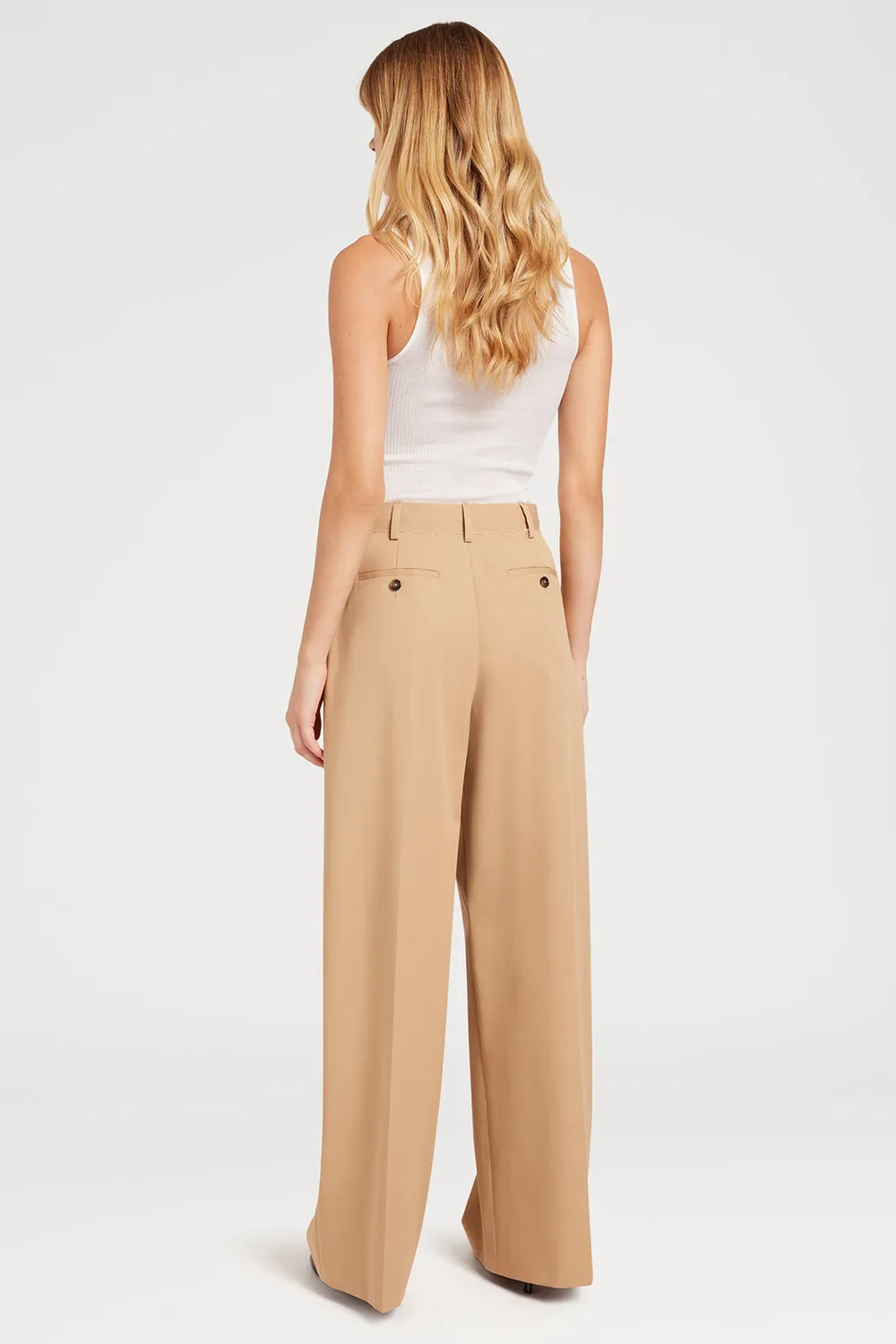 PORTS Pleated Camel pantaloni pieghe cammello 38