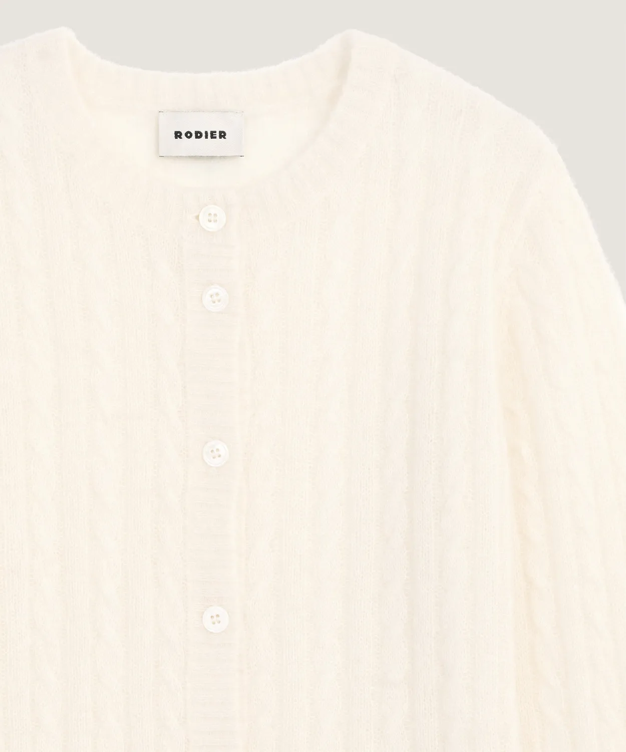 Rodier cardigan alpaca trecce bianco ecru con bottoni