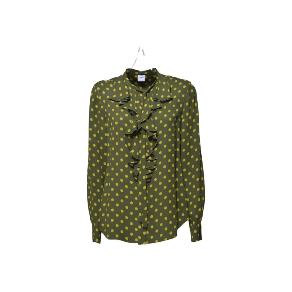 Aspesi 5492P587 blusa crepe verde stampa pois