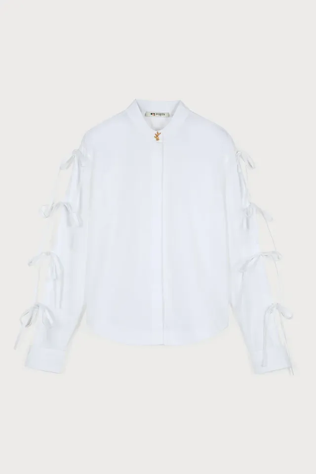 PORTS 1961 No.10 camicia ribbon tie bianca