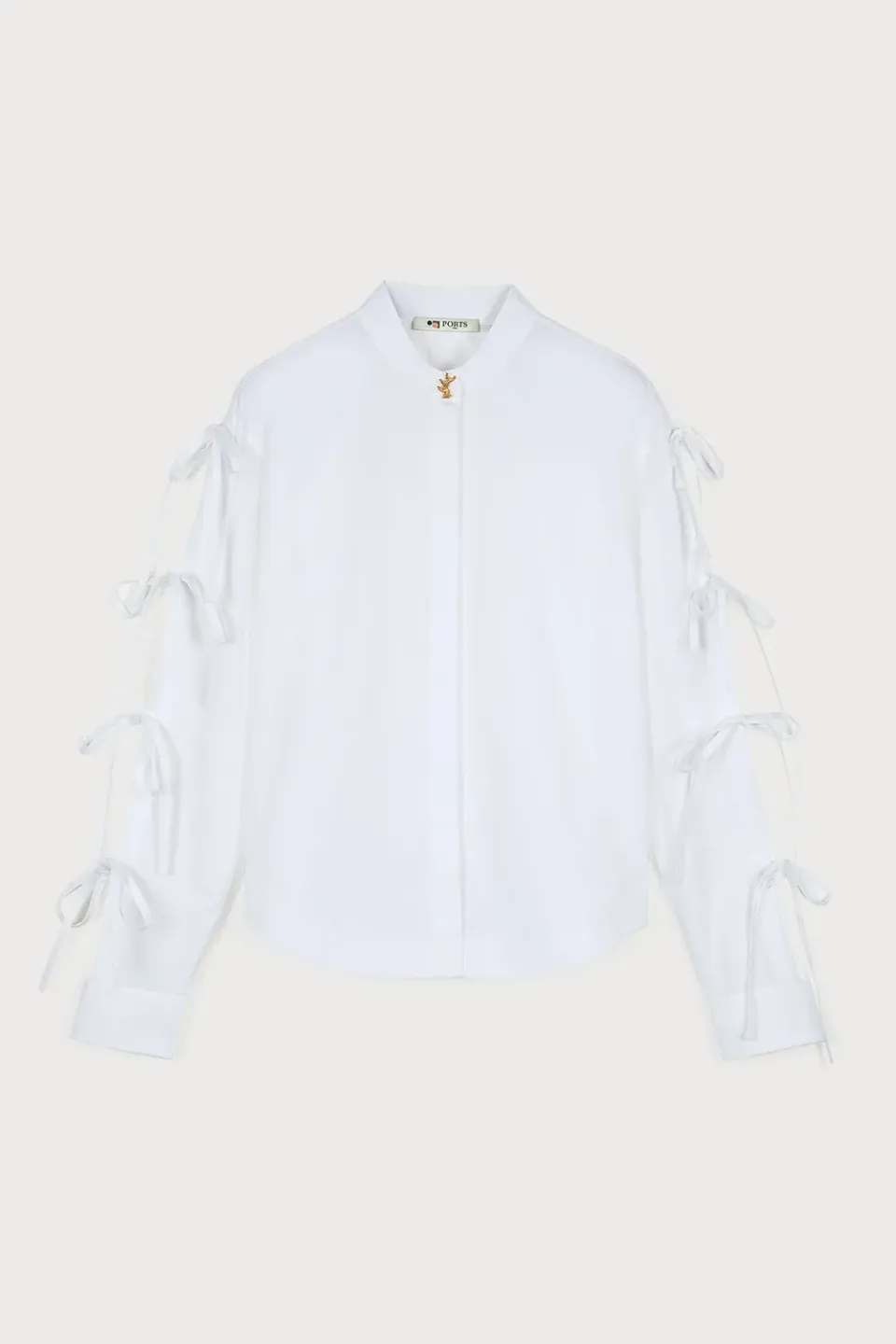 PORTS 1961 No.10 camicia ribbon tie bianca