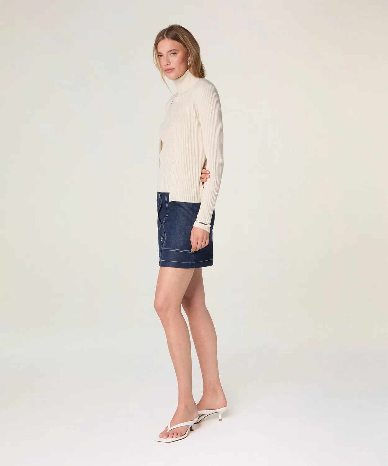 Rodier twin-set dolcevita seta e cotone avorio