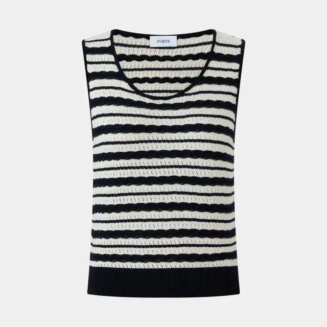 PORTS SU8K803XXF009 top righe blu bianco smanicato