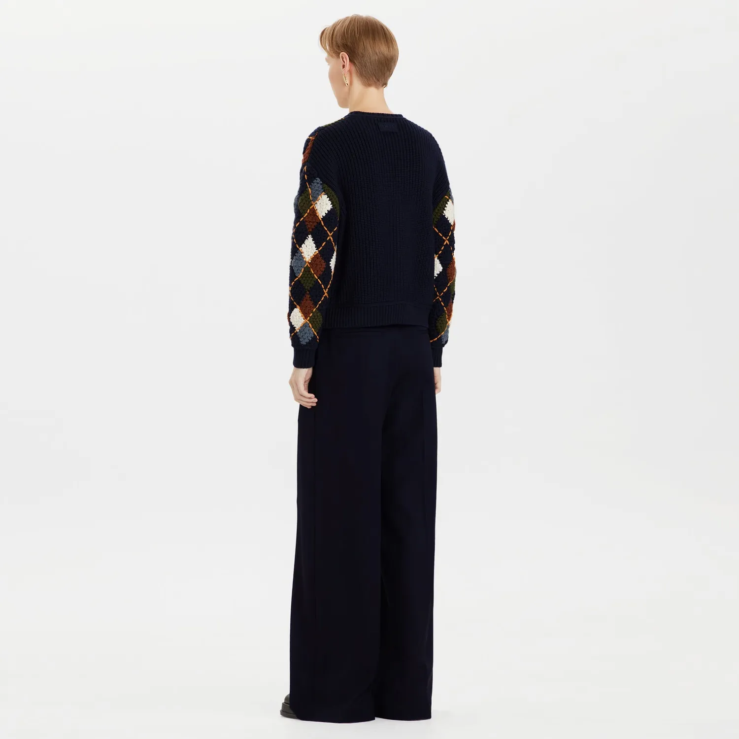 PORTS PW426KFN07 cardigan lana rombi blu