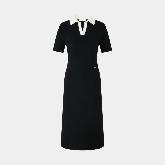 Ports LQ9K625WXF025 vestito polo nero contrasto