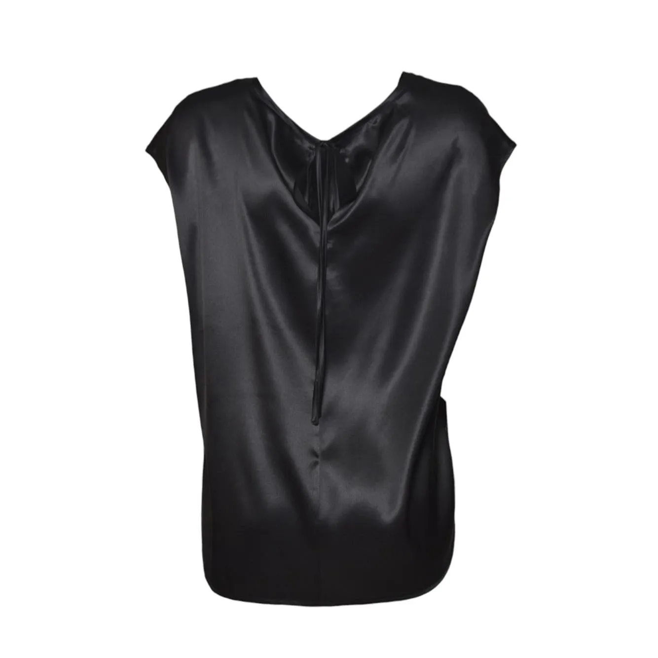 Solotre M1D0127 top raso seta nero scollo posteriore