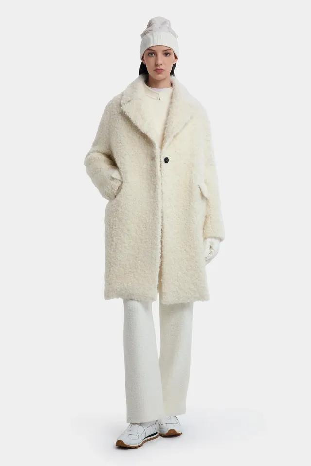 PORTS Wintery Cream cappotto panna lana mohair