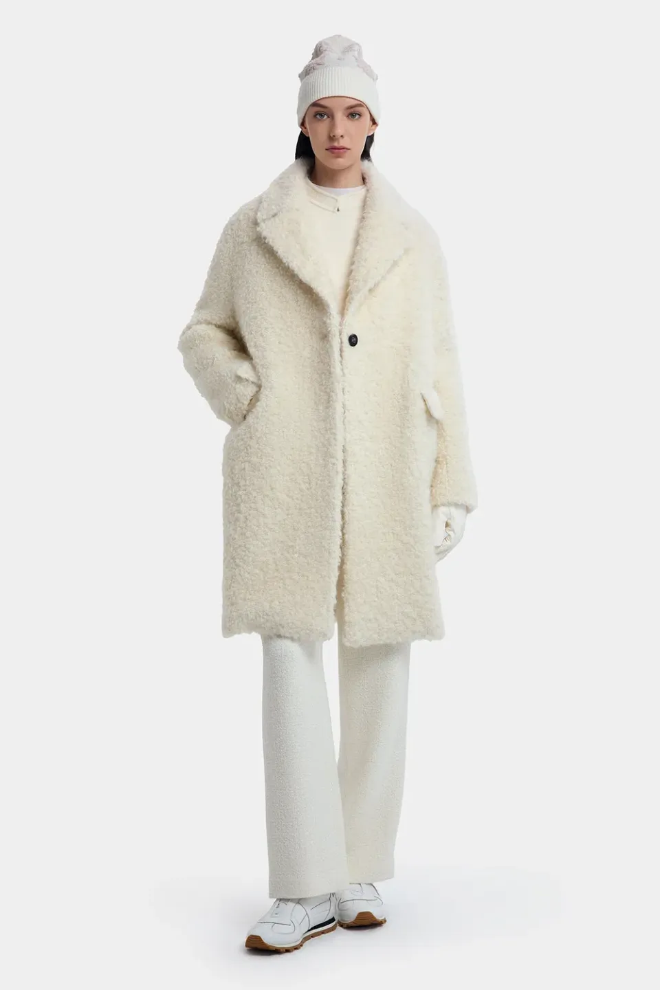 PORTS Wintery Cream cappotto panna lana mohair