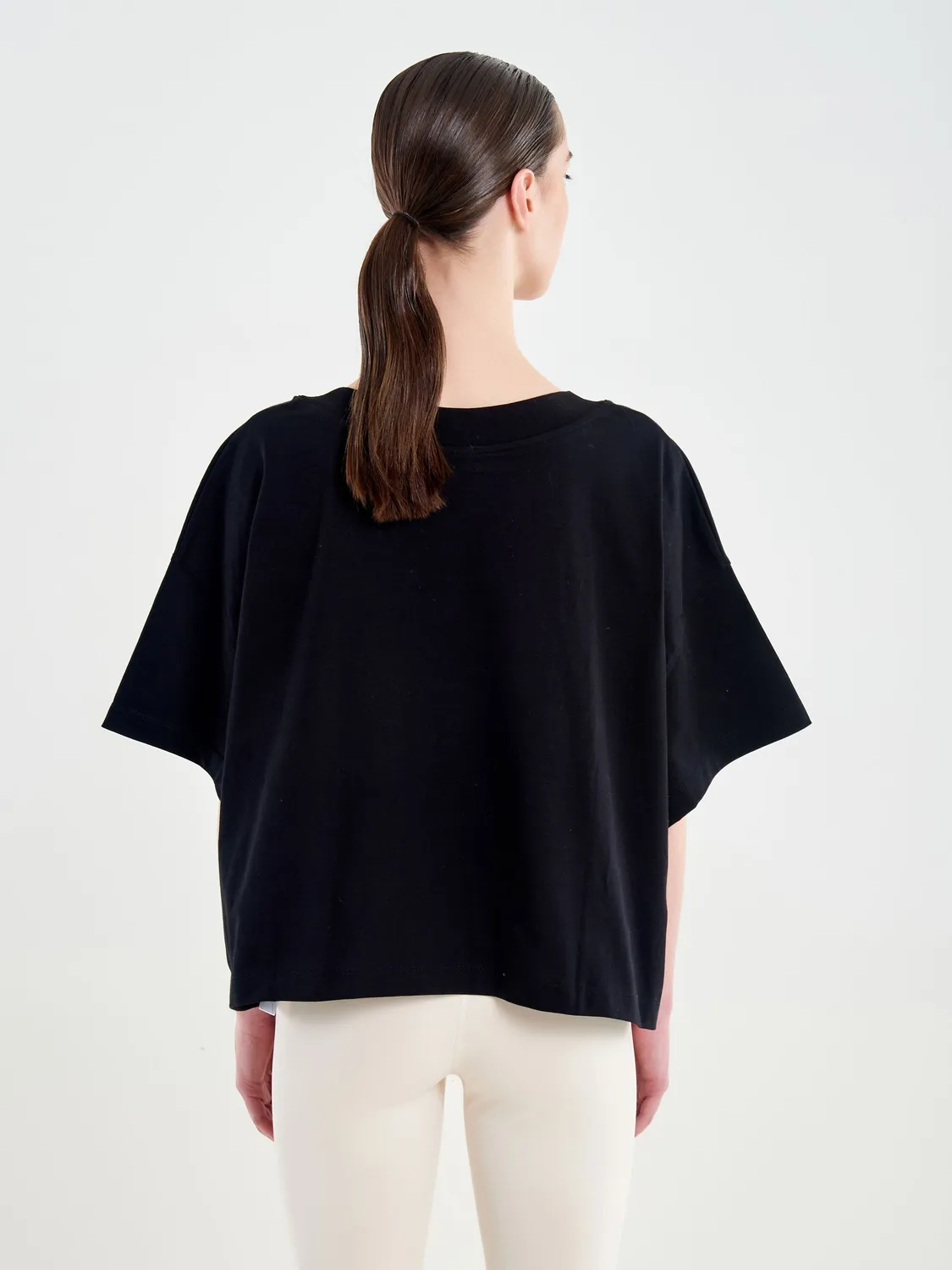 Vicolo T-Shirt Over con Ricamo Nera Unica