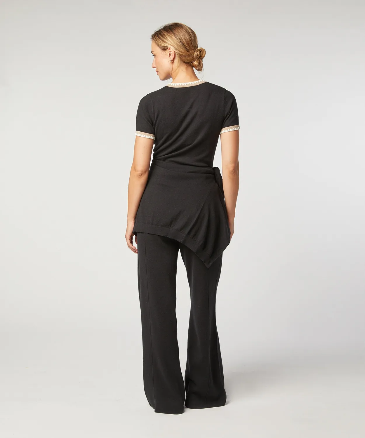 Rodier twin-set cotone nero top e cardigan 36-46