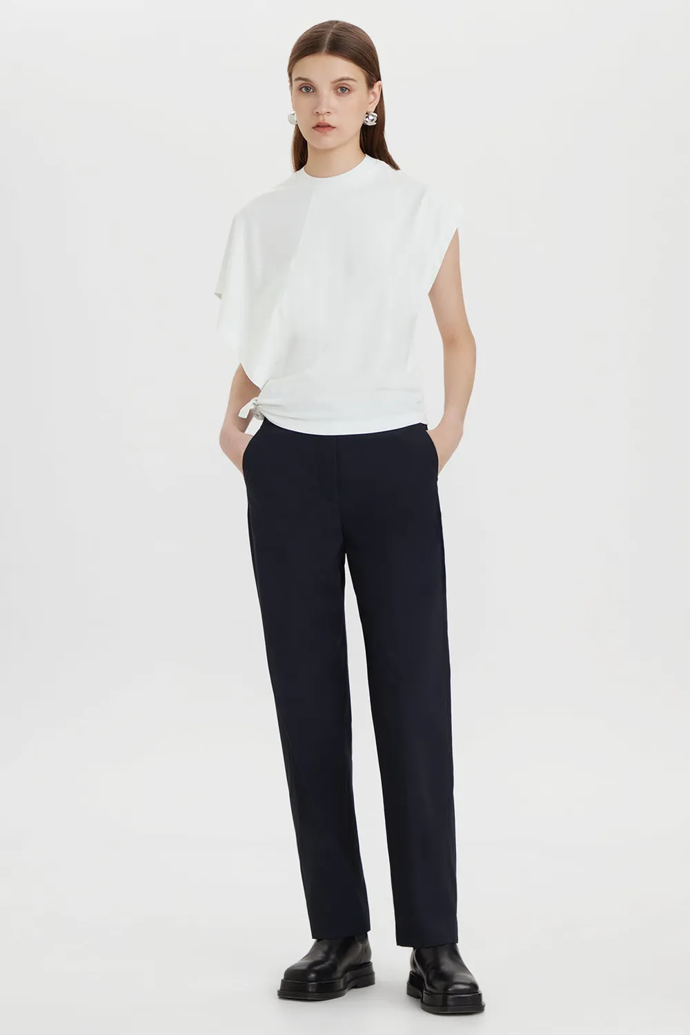PORTS 1961 Asymmetric Knot top bianco cotone