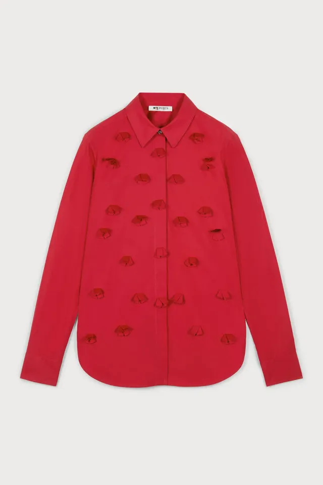 Ports 1961 PW125HLS11 camicia rossa paper cut fantasia