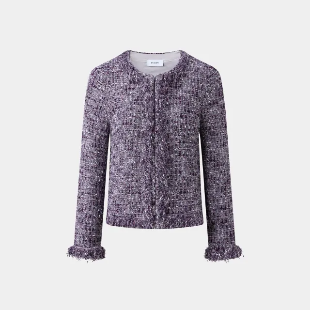 PORTS Luxe Fringe Tweed cappotto tweed viola Grape Royale