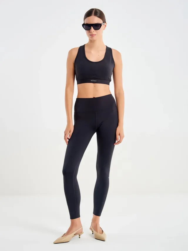 Vicolo Leggings Tecnico Nero Modellante Taglia S