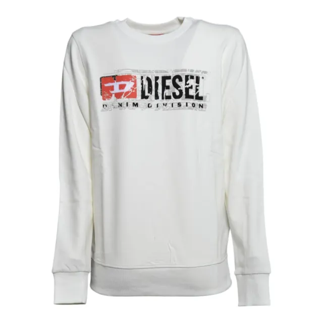 Diesel Junior Slomix J02973KYAVF felpa bianca cotone