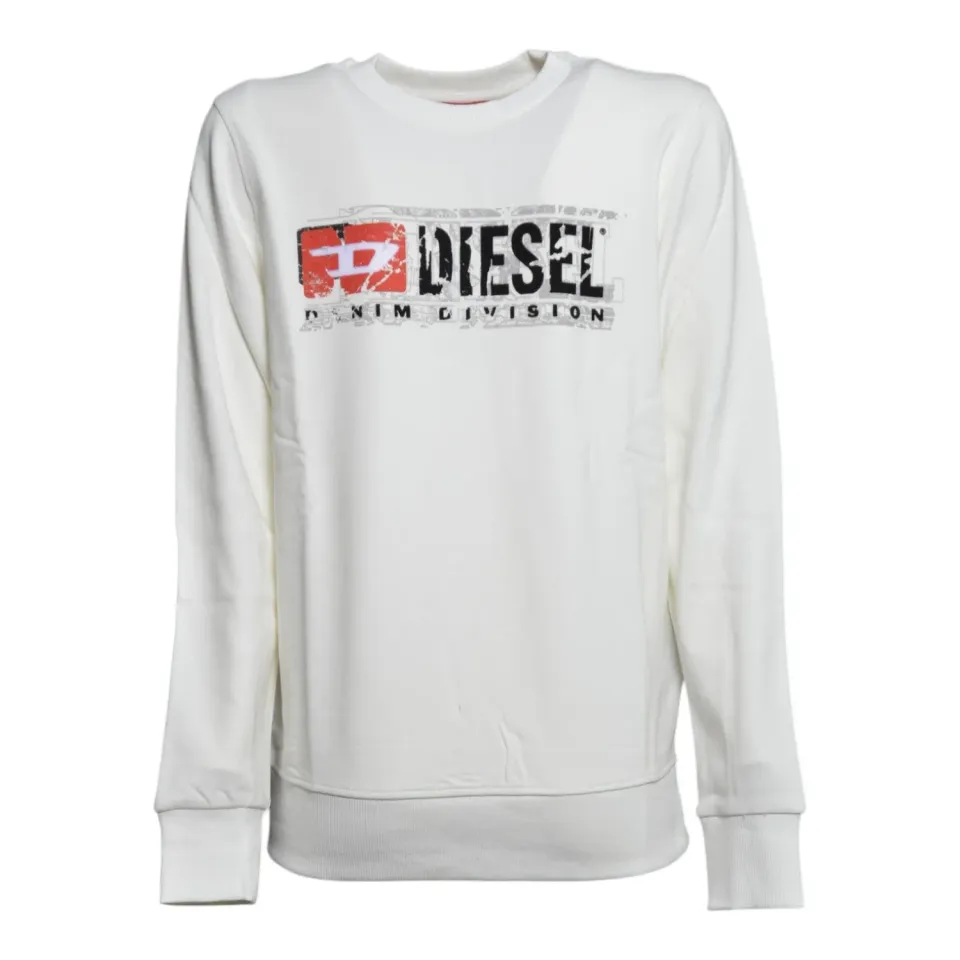 Diesel Junior Slomix J02973KYAVF felpa bianca cotone