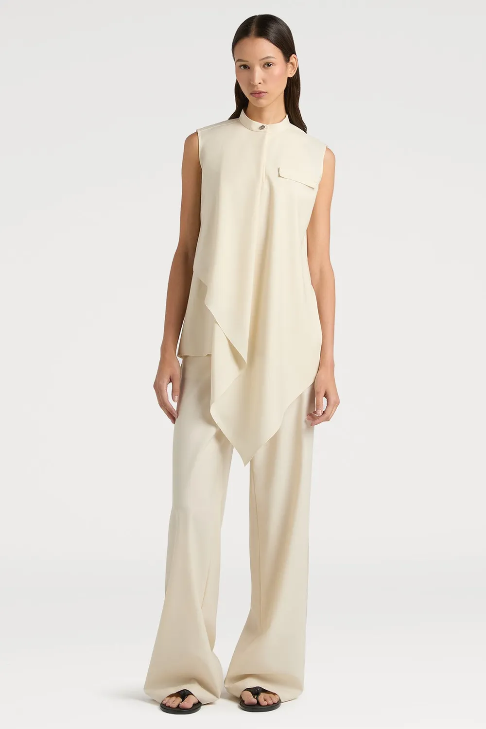 Ports 1961 Notable Asymmetric top avorio in lana