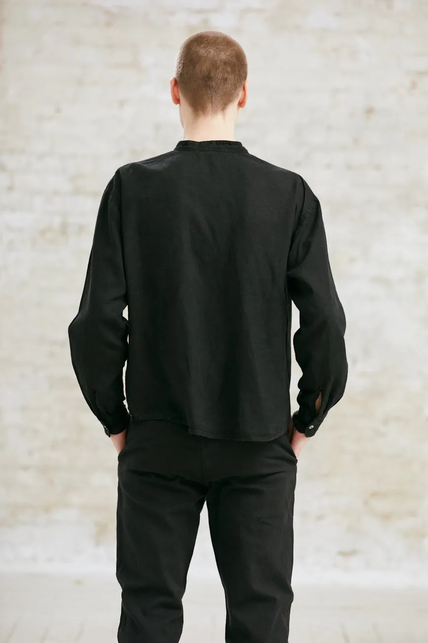 Jyoti Harish camicia uomo cotone nera collo coreano