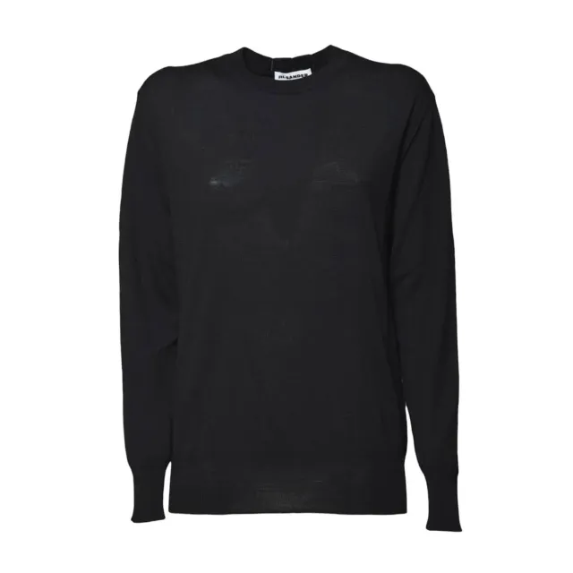 Jil Sander J04GP0001 pullover nero lana girocollo over