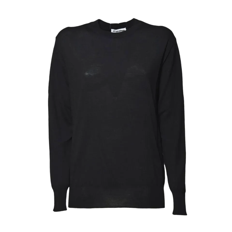 Jil Sander J04GP0001 pullover nero lana girocollo over