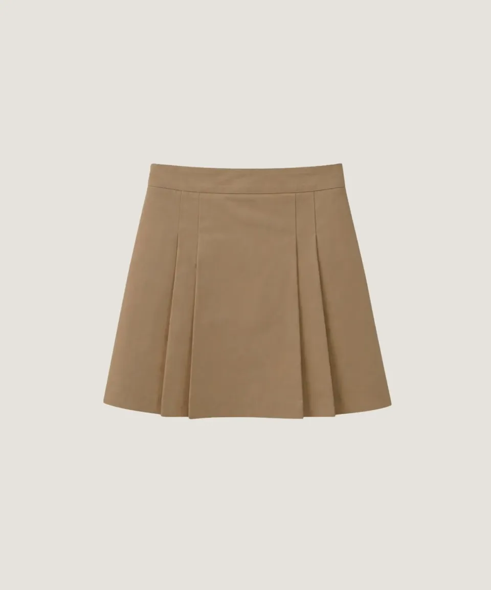 Rodier Minigonna cotone a pieghe beige scuro