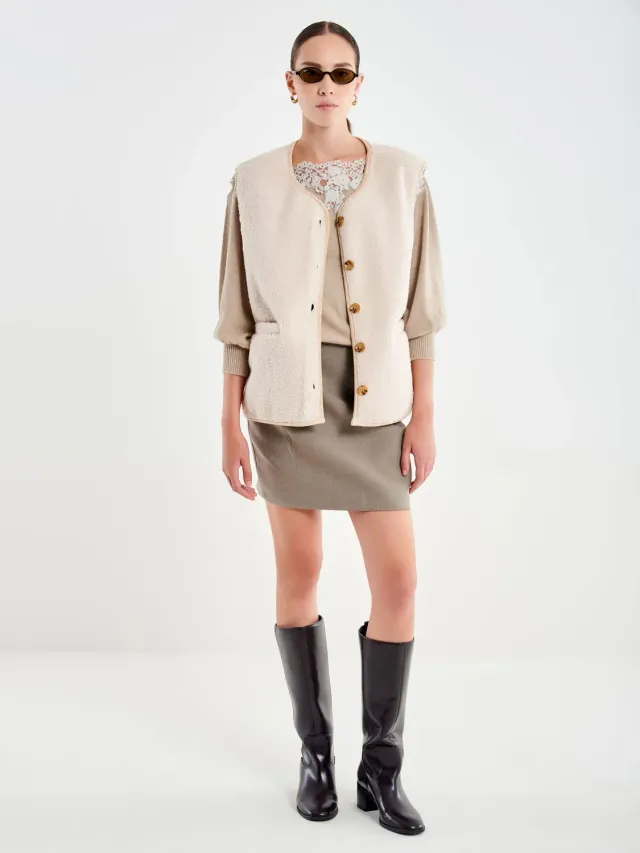 Vicolo Teddy gilet burro taglia unica pile