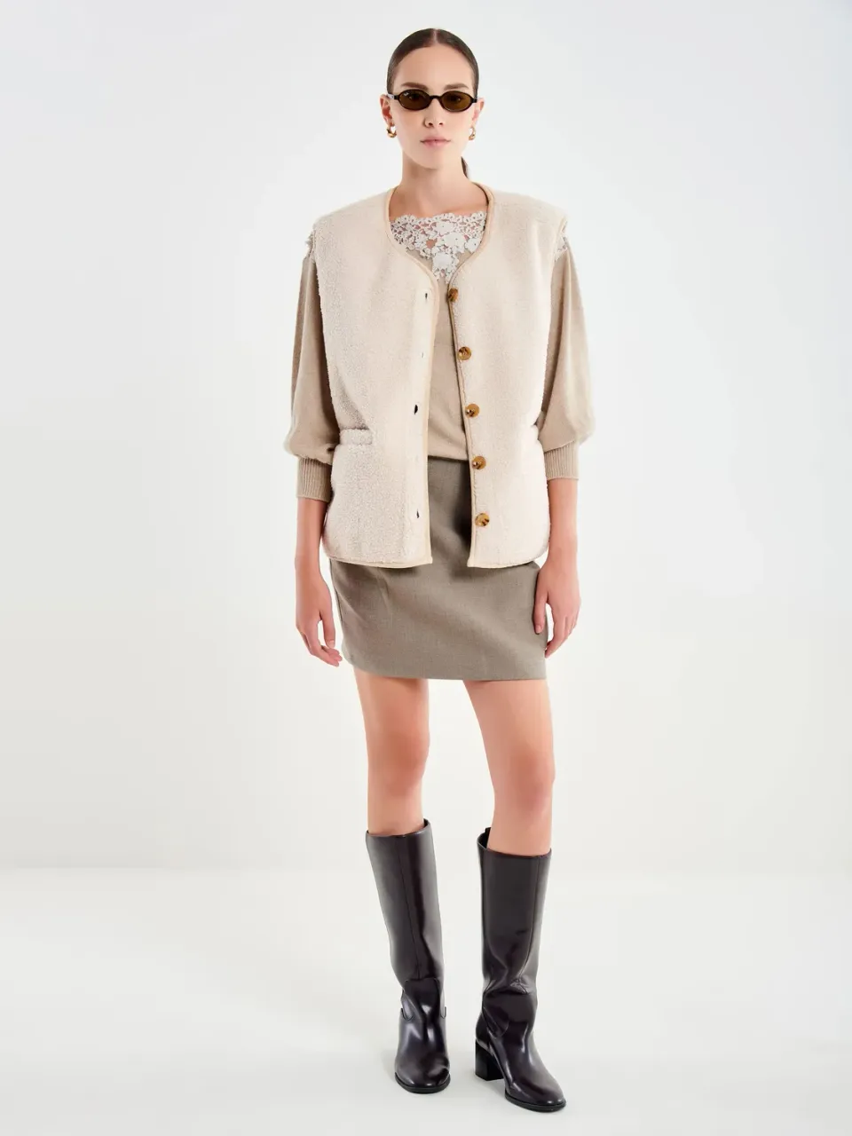 Vicolo Teddy gilet burro taglia unica pile