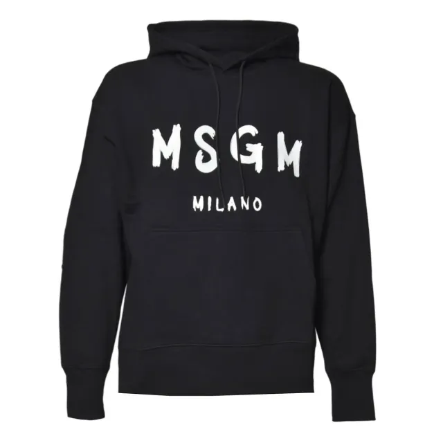 MSGM felpa cotone nera pennellata stampa 40