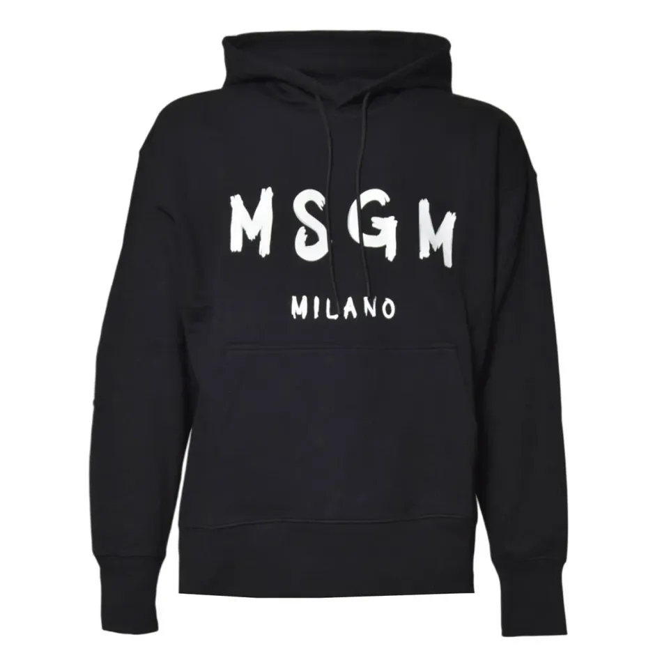MSGM felpa cotone nera pennellata stampa 40